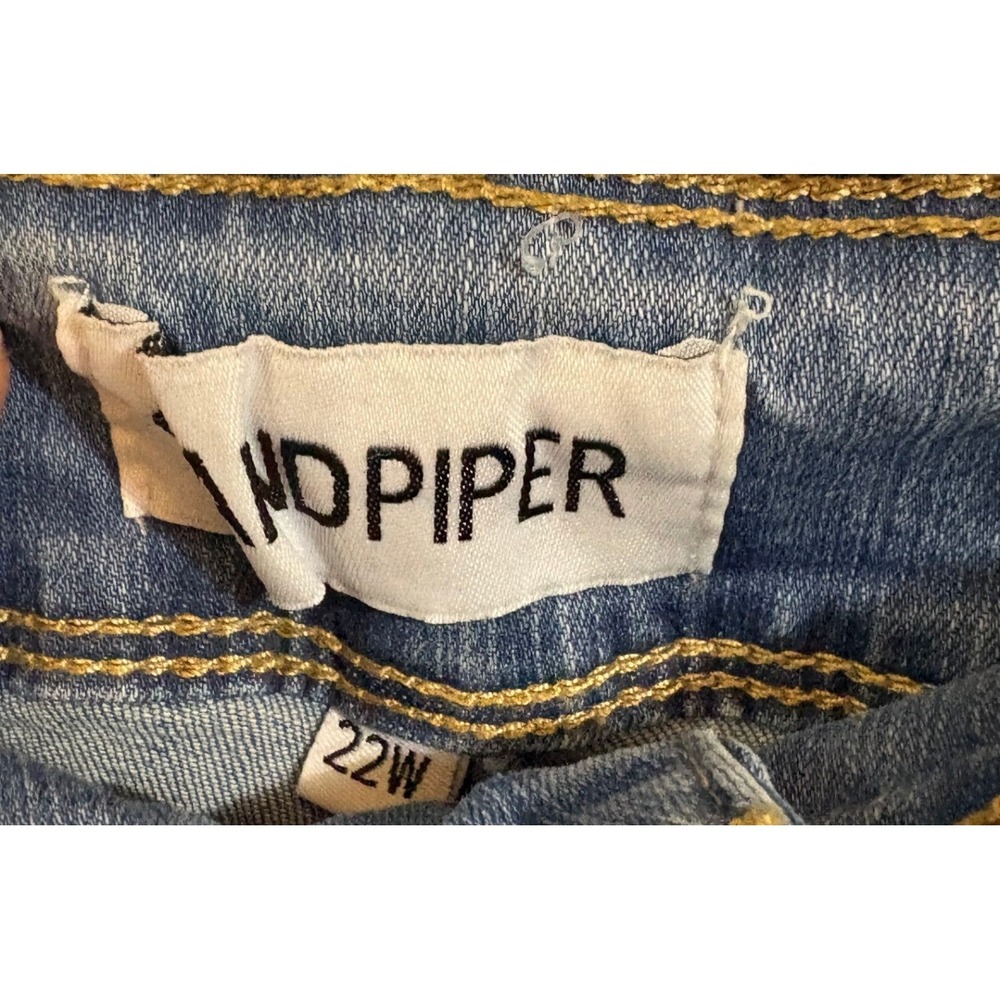 Sandpiper Floral Embroidered Skinny Jeans Light Wash Plus Size 22W Denim Pants - Picture 3 of 5